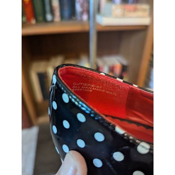 Pin Up Couture Cutiepie 7 Retro White & Black Polka Dot Mary-Jane Heels Peep Toe - Picture 5 of 7